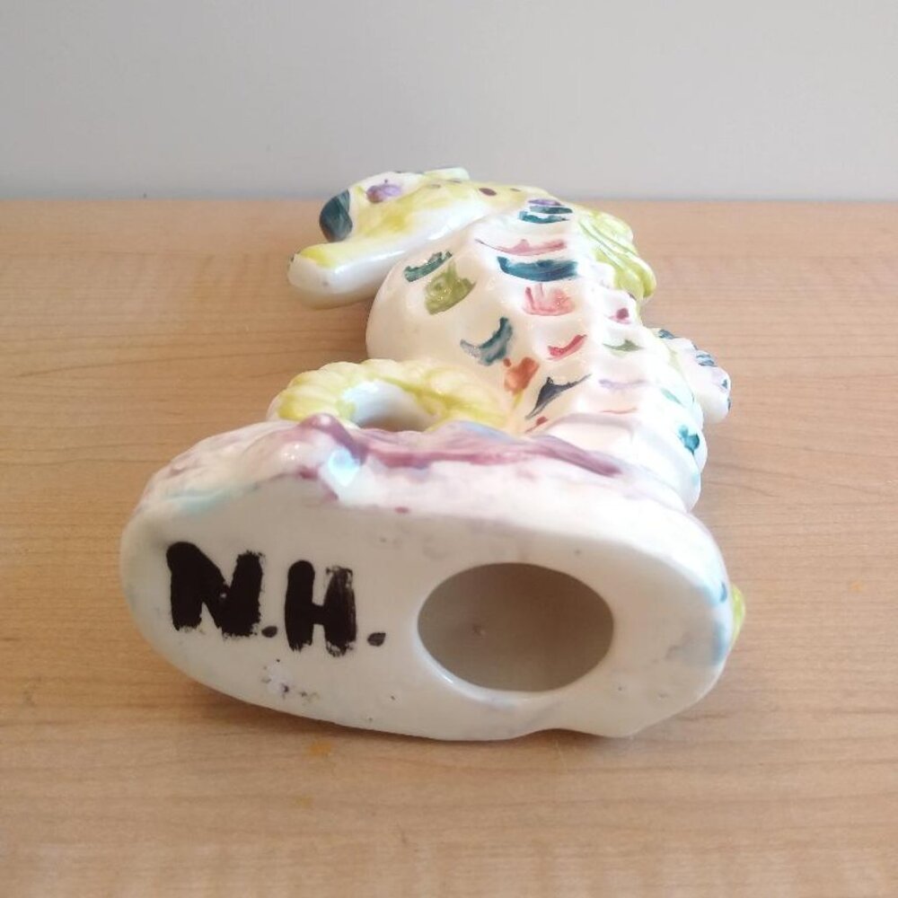 Hand Painted Signed Glazed Ceramic Seahorse - Picture 3 of 5